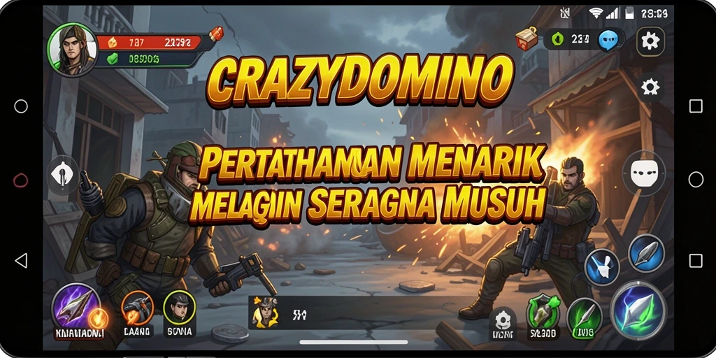 Tampilan gameplay seru dari CRAZYDOMINO dalam Tower Defense.