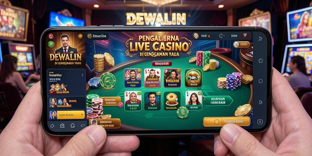 Screenshot gameplay DEWALIN yang menampilkan suasana kasino yang nyata.