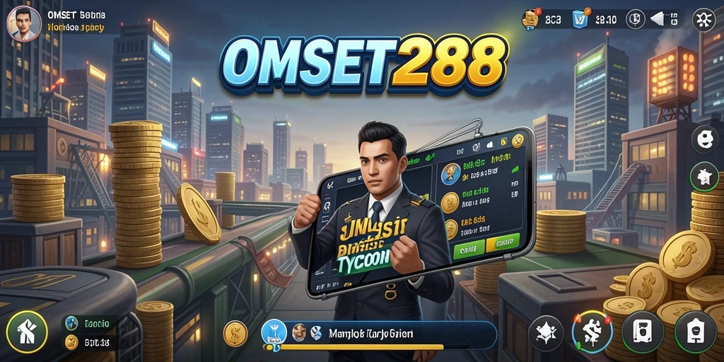 Screenshot gameplay OMSET288 dengan elemen bisnis Tycoon yang menantang.