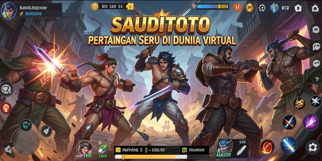 Gameplay intens SAUDITOTO dengan pertarungan karakter yang epik.