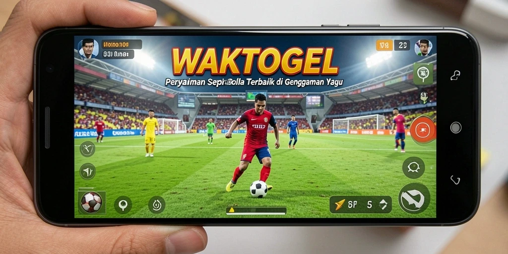 Tampilan seru gameplay WAKTOGEL dalam aksi sepak bola.